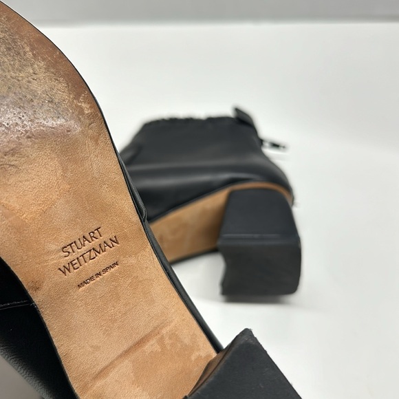 Stuart Weitzman Boots Ankle Booties Leather Square Toe Heeled Zip Black Size 6 - Picture 8 of 10